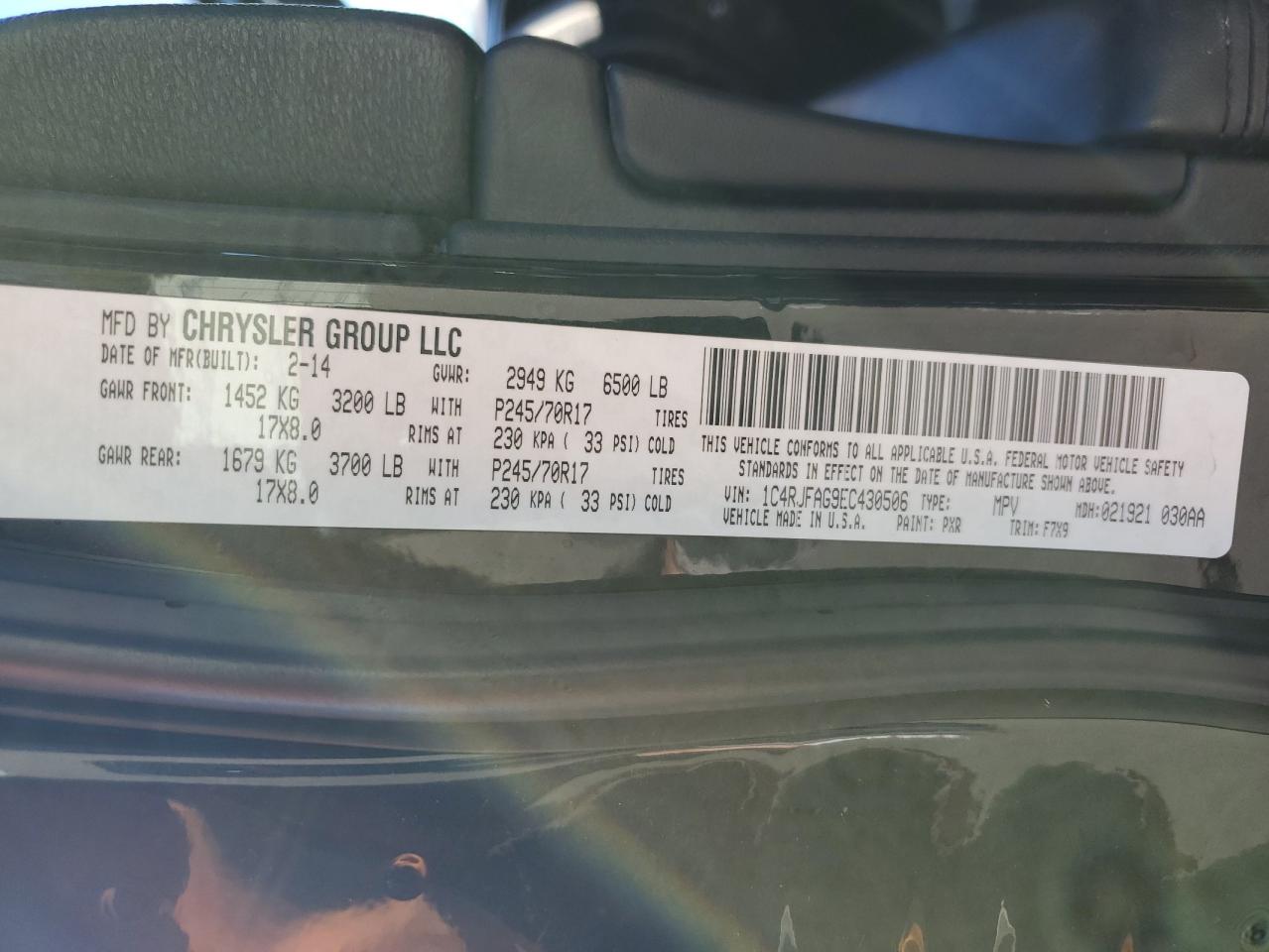 2014 Jeep Grand Cherokee Laredo VIN: 1C4RJFAG9EC430506 Lot: 85930315