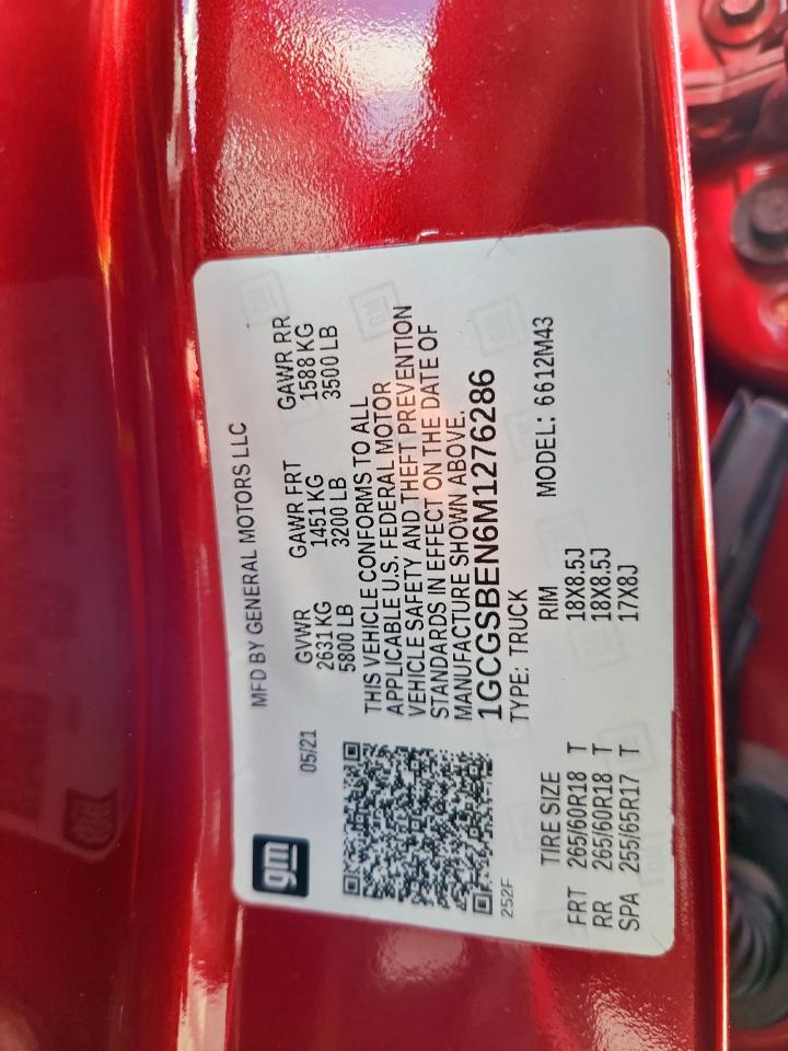 2021 Chevrolet Colorado VIN: 1GCGSBEN6M1276286 Lot: 85582535