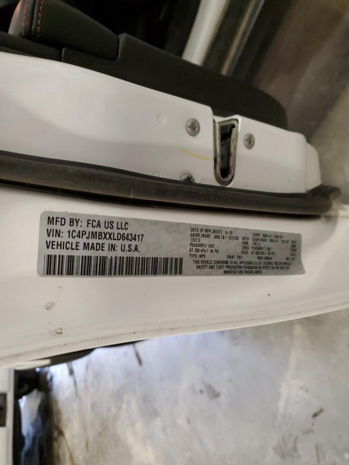 2020 Jeep Cherokee Trailhawk VIN: 1C4PJMBXXLD643417 Lot: 82496235