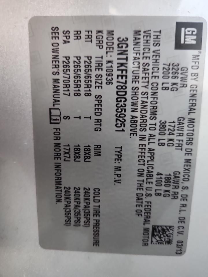 2013 Chevrolet Avalanche Lt VIN: 3GNTKFE78DG359251 Lot: 86145545