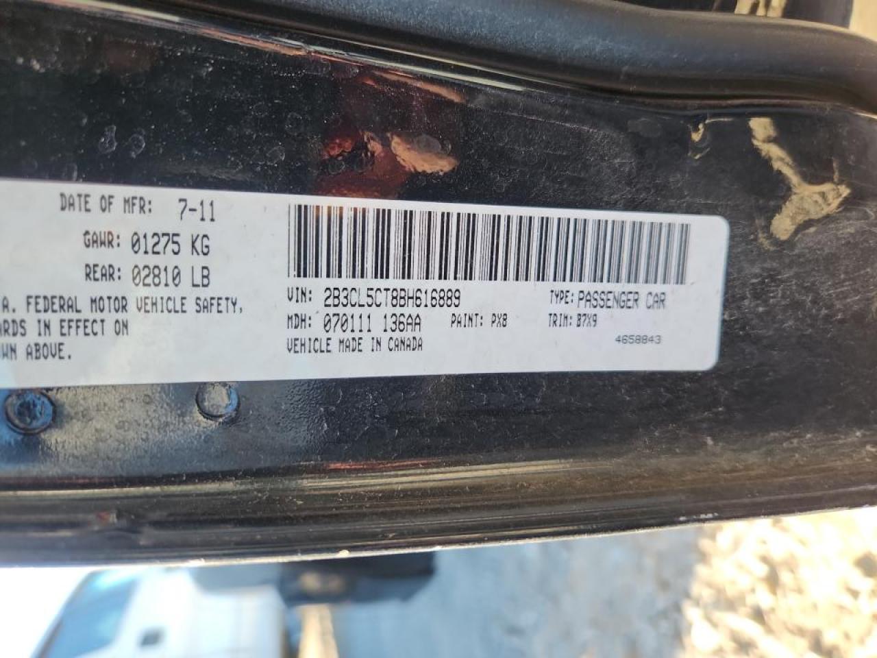 2011 Dodge Charger R/T VIN: 2B3CL5CT8BH616889 Lot: 81690625