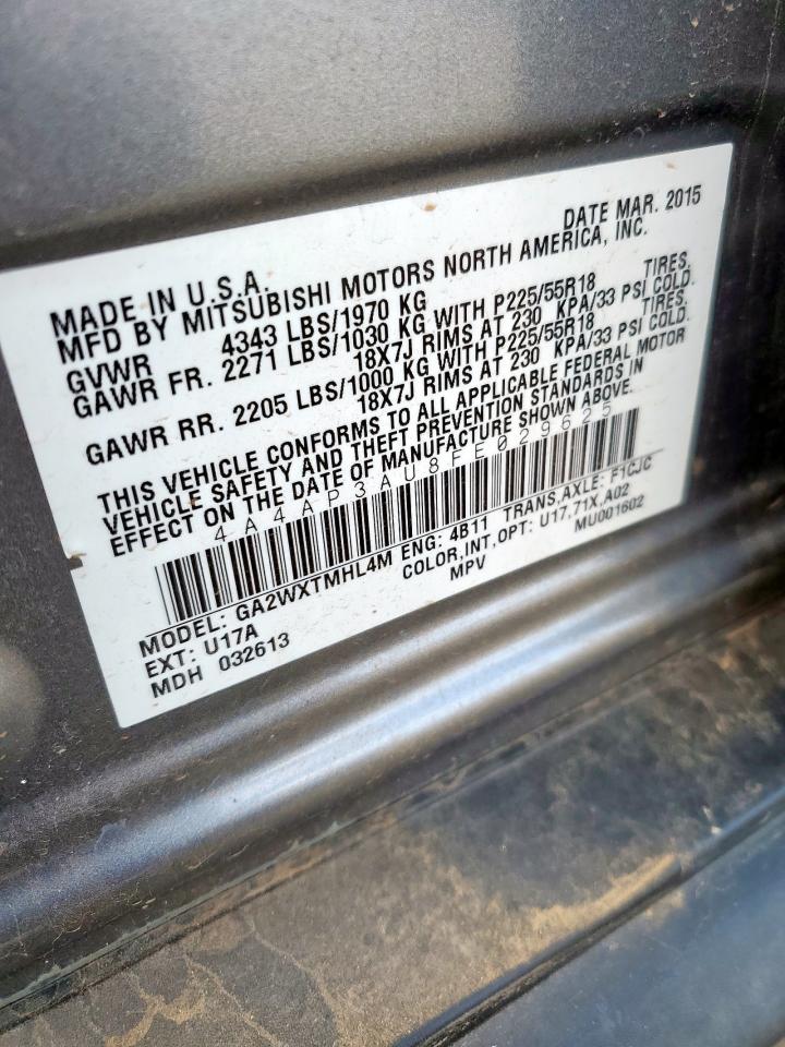 2015 Mitsubishi Outlander Sport Es VIN: 4A4AP3AU8FE029625 Lot: 86489075