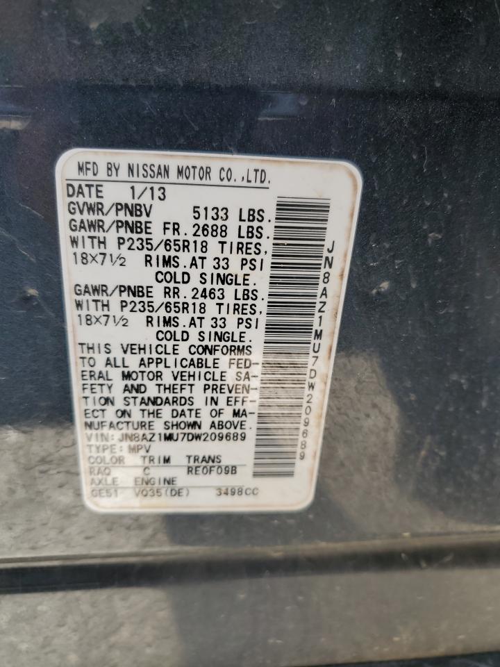 2013 Nissan Murano S VIN: JN8AZ1MU7DW209689 Lot: 86442975