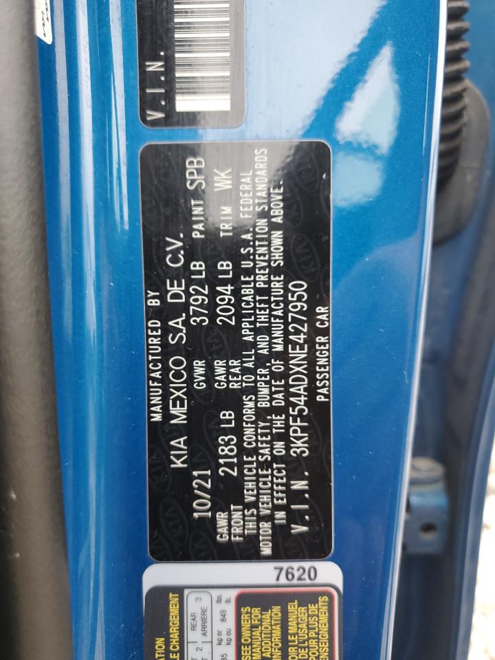 2022 Kia Forte Gt Line VIN: 3KPF54ADXNE427950 Lot: 86173485