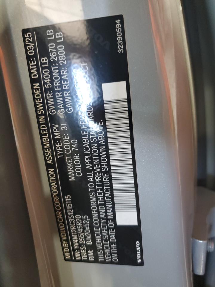 2025 Volvo Xc60 Plus VIN: YV4M12RC3S1215115 Lot: 85139345