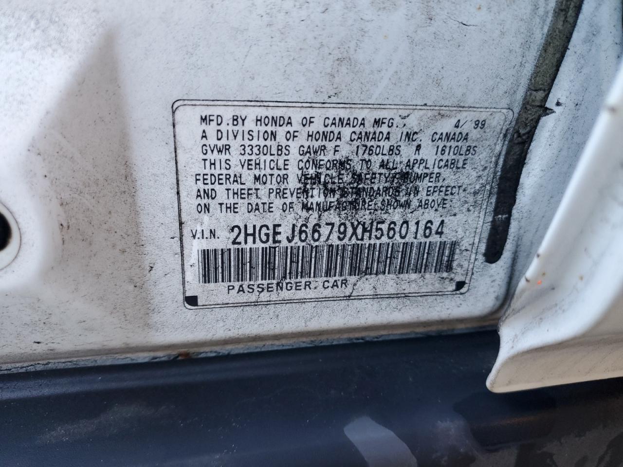 1999 Honda Civic Lx VIN: 2HGEJ6679XH560164 Lot: 84295415