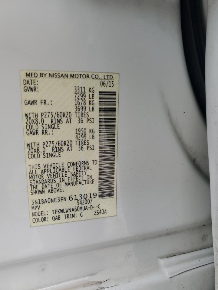 2015 Nissan Armada Platinum VIN: 5N1BA0NE3FN613019 Lot: 82242175