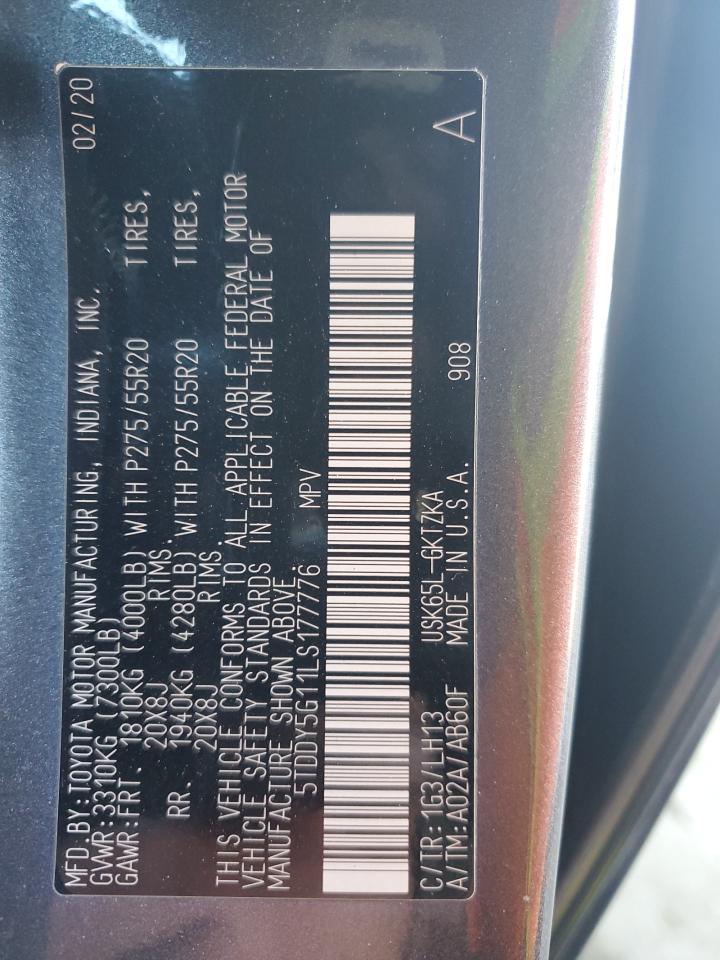 2020 Toyota Sequoia Platinum VIN: 5TDDY5G11LS177776 Lot: 82694405