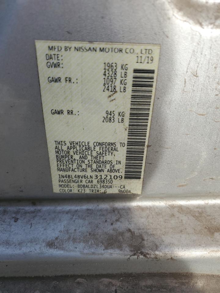 2020 Nissan Altima S VIN: 1N4BL4BV6LN312109 Lot: 81954395