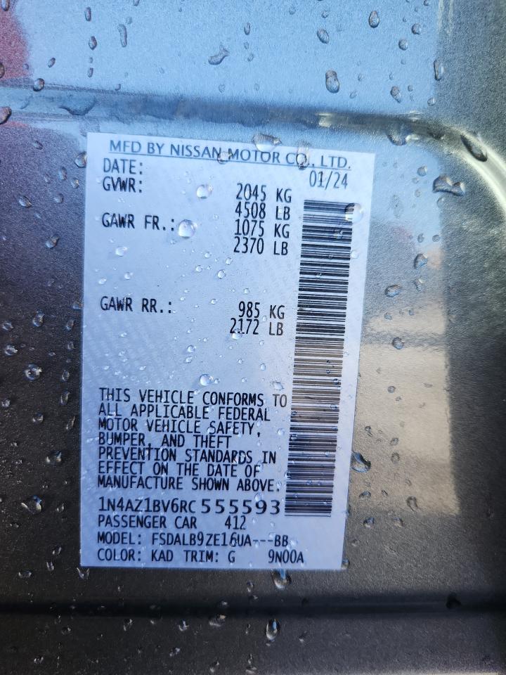 2024 Nissan Leaf S VIN: 1N4AZ1BV6RC555593 Lot: 89914735