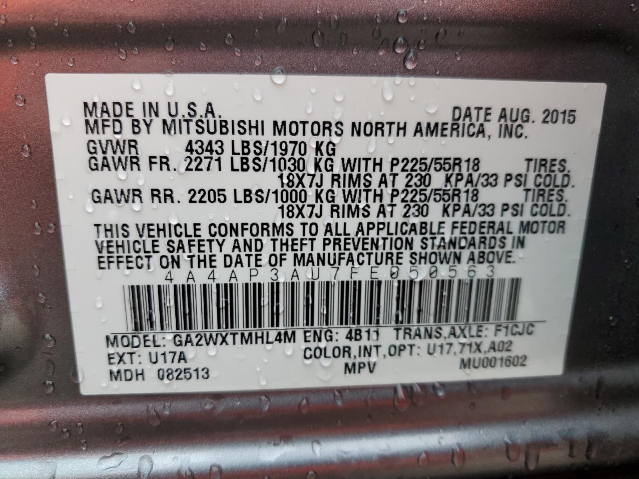 2015 Mitsubishi Outlander Sport Es VIN: 4A4AP3AU7FE050563 Lot: 82462665