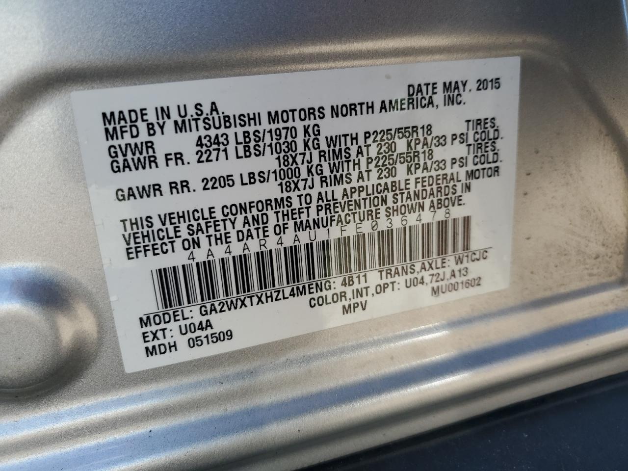 2015 Mitsubishi Outlander Sport Se VIN: 4A4AR4AU1FE036478 Lot: 85264705