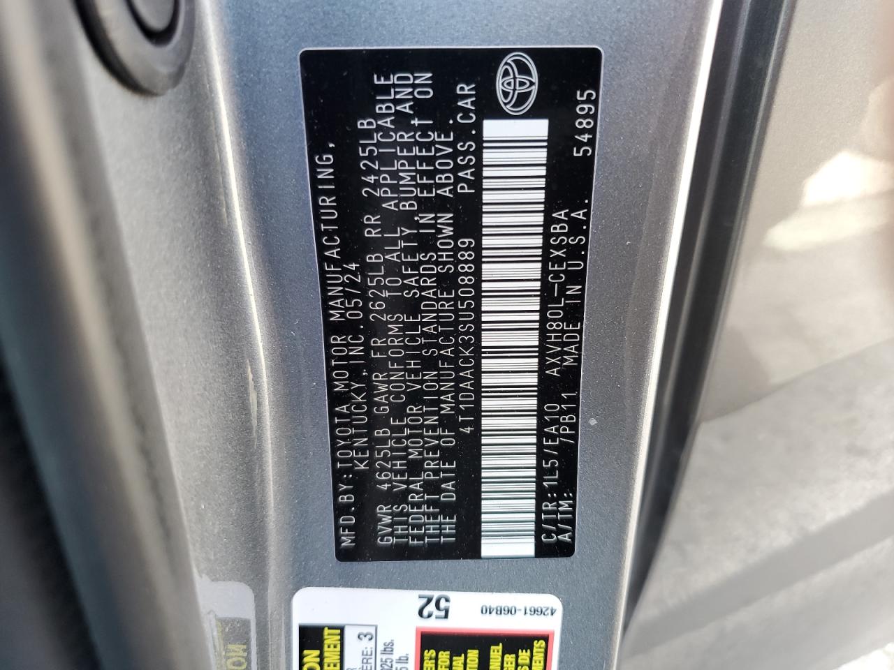 2025 Toyota Camry Xse VIN: 4T1DAACK3SU508889 Lot: 81901245