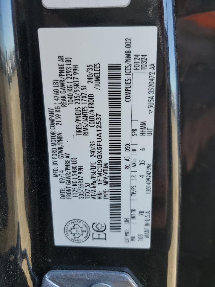 2015 Ford Escape Se VIN: 1FMCU9GX5FUA12537 Lot: 85687525