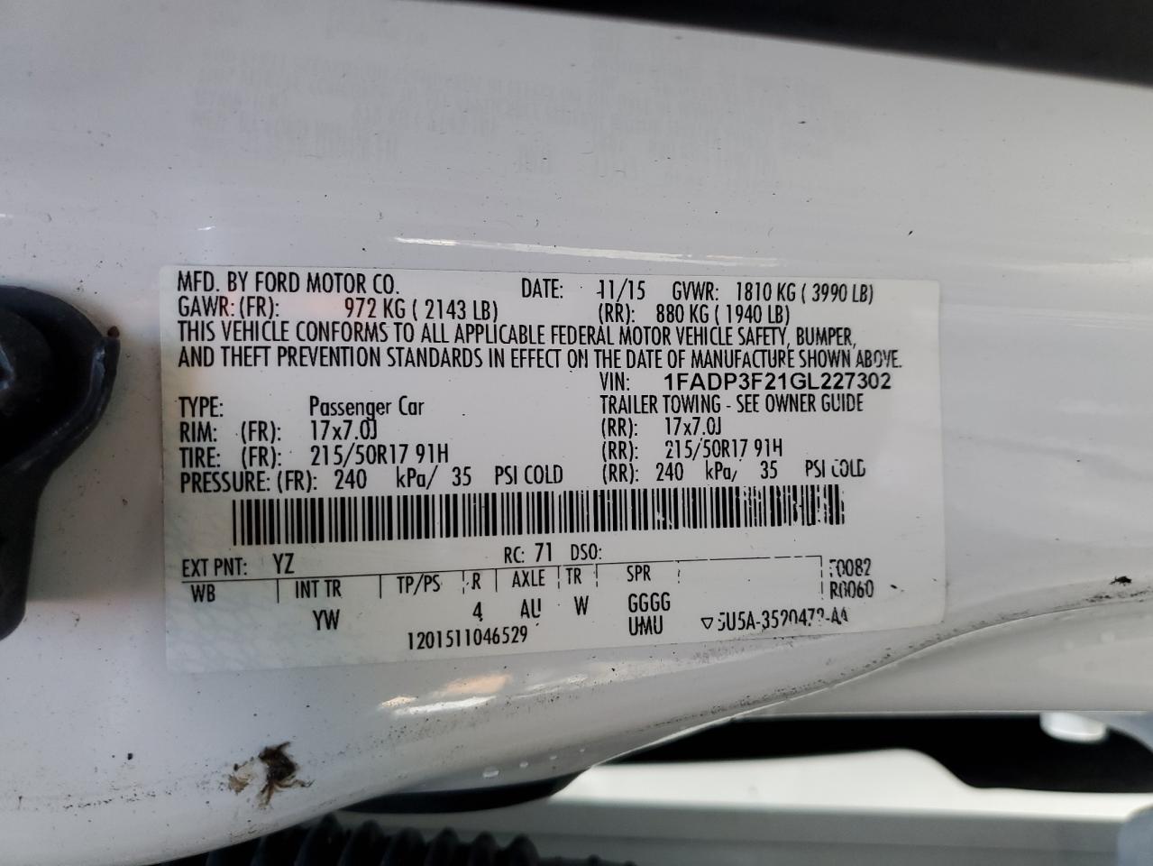 2016 Ford Focus Se VIN: 1FADP3F21GL227302 Lot: 86270835