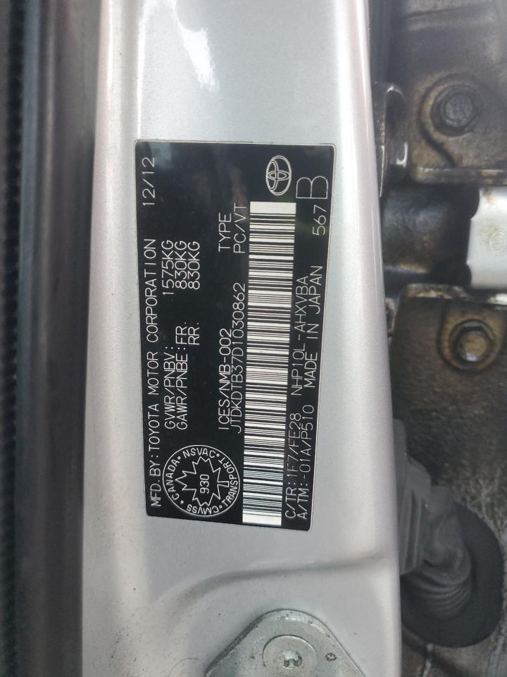 2013 Toyota Prius C VIN: JTDKDTB37D1030862 Lot: 90606075