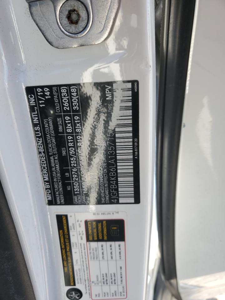 2020 Mercedes-Benz Gle 350 4Matic VIN: 4JGFB4KB6LA135715 Lot: 86103975