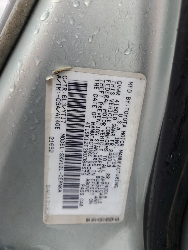 1994 Toyota Camry Le VIN: 4T1SK12E2RU384575 Lot: 86285195