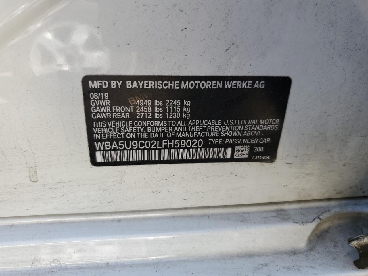 2020 BMW M340Xi VIN: WBA5U9C02LFH59020 Lot: 81905335