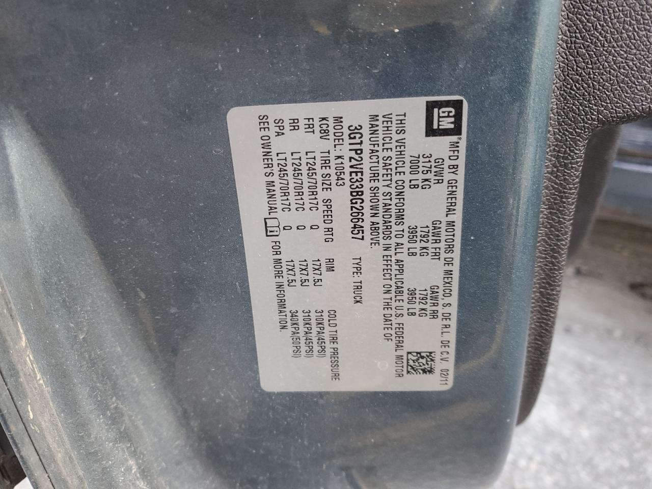 2011 GMC Sierra K1500 Sle VIN: 3GTP2VE33BG266457 Lot: 90661615