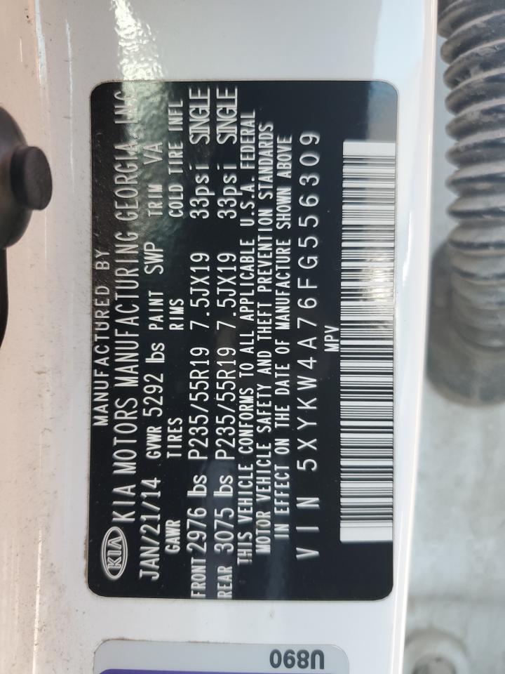 2015 Kia Sorento Sx VIN: 5XYKW4A76FG556309 Lot: 85265665