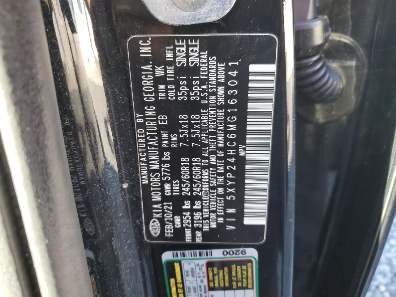 2021 Kia Telluride Lx VIN: 5XYP24HC6MG163041 Lot: 90902145