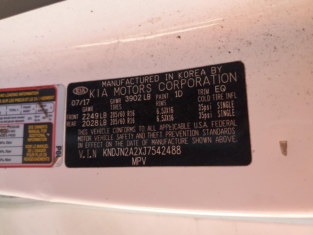 2018 Kia Soul VIN: KNDJN2A2XJ7542488 Lot: 85878185