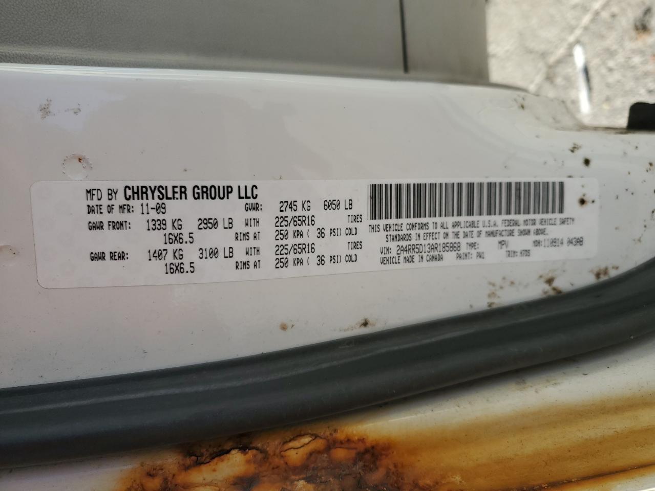 2010 Chrysler Town & Country Touring VIN: 2A4RR5D13AR185868 Lot: 82273185