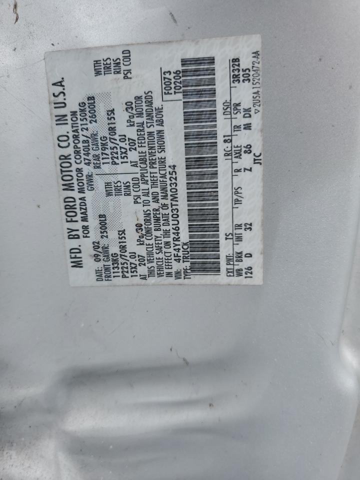 2003 Mazda B3000 Cab Plus VIN: 4F4YR46U03TM03254 Lot: 81791525