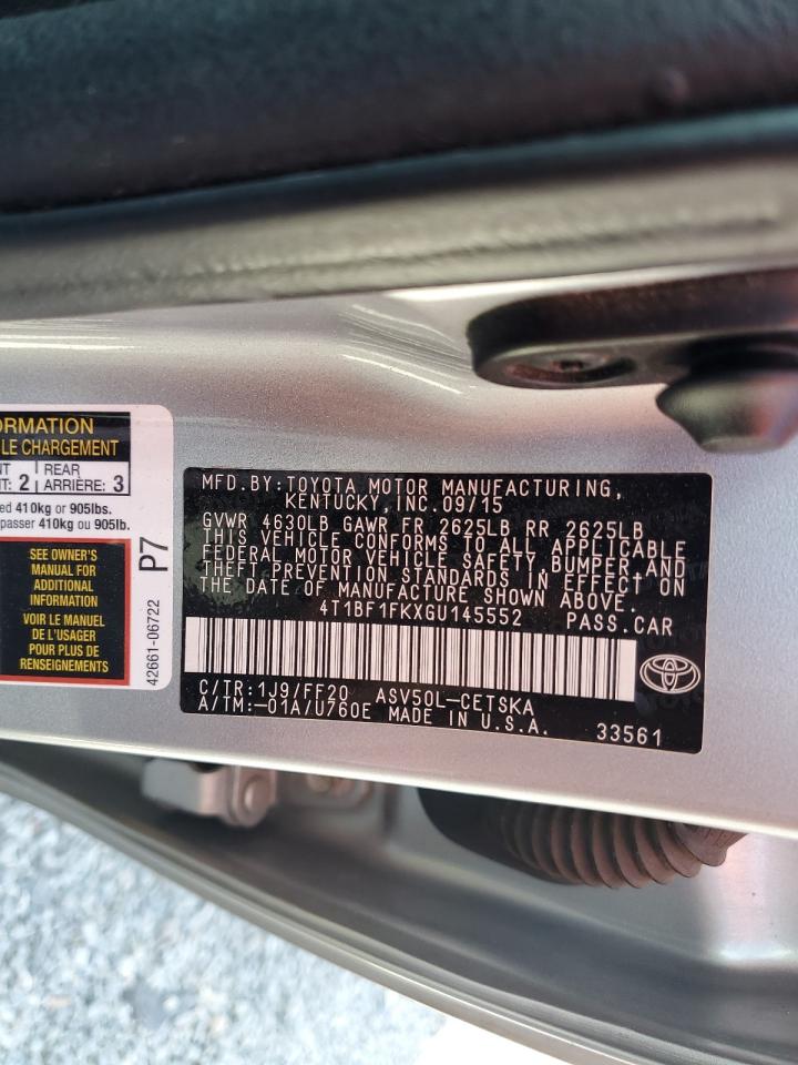 2016 Toyota Camry Le VIN: 4T1BF1FKXGU145552 Lot: 85370455