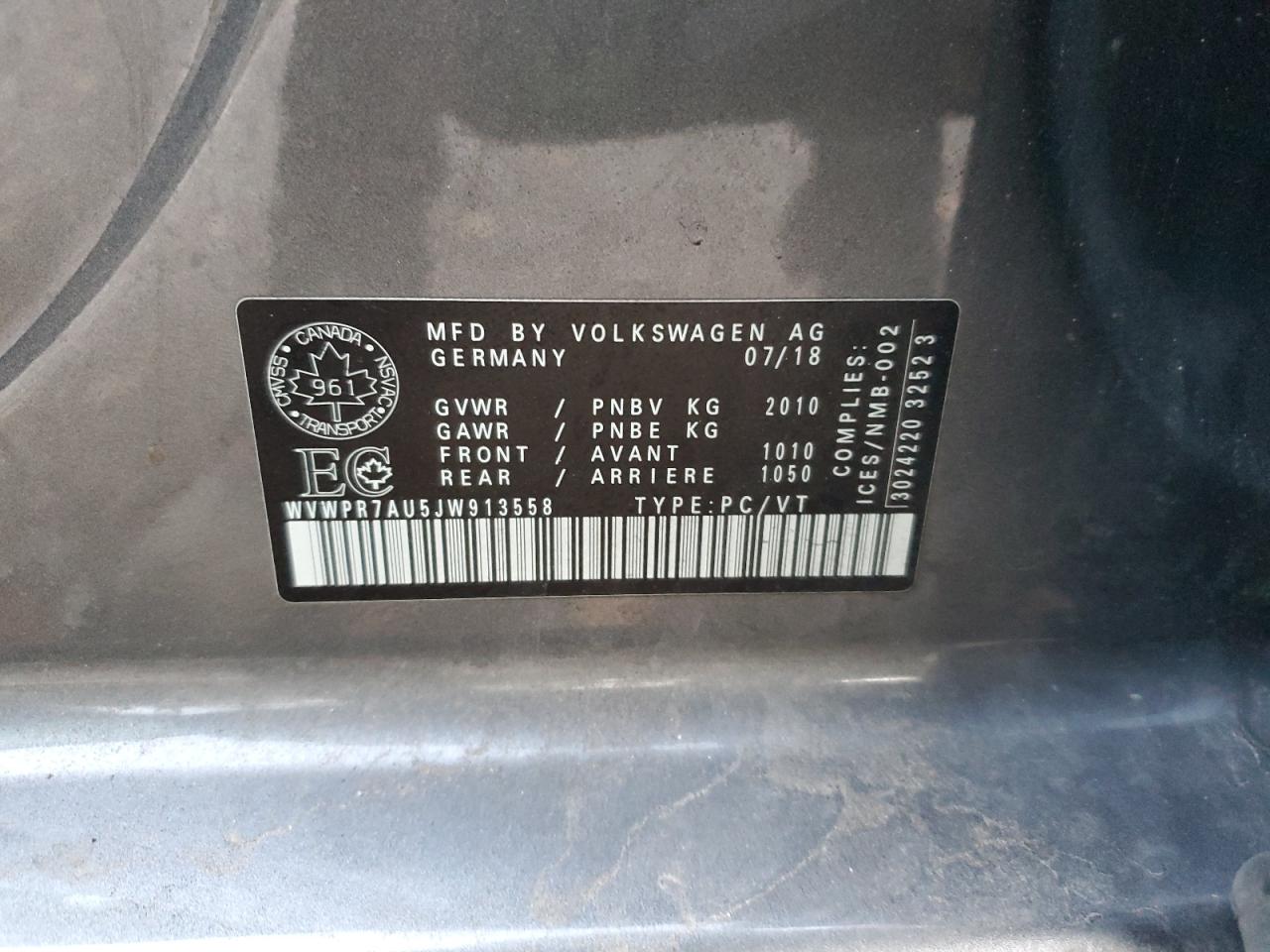 2018 Volkswagen E-Golf Sel Premium VIN: WVWPR7AU5JW913558 Lot: 90082345