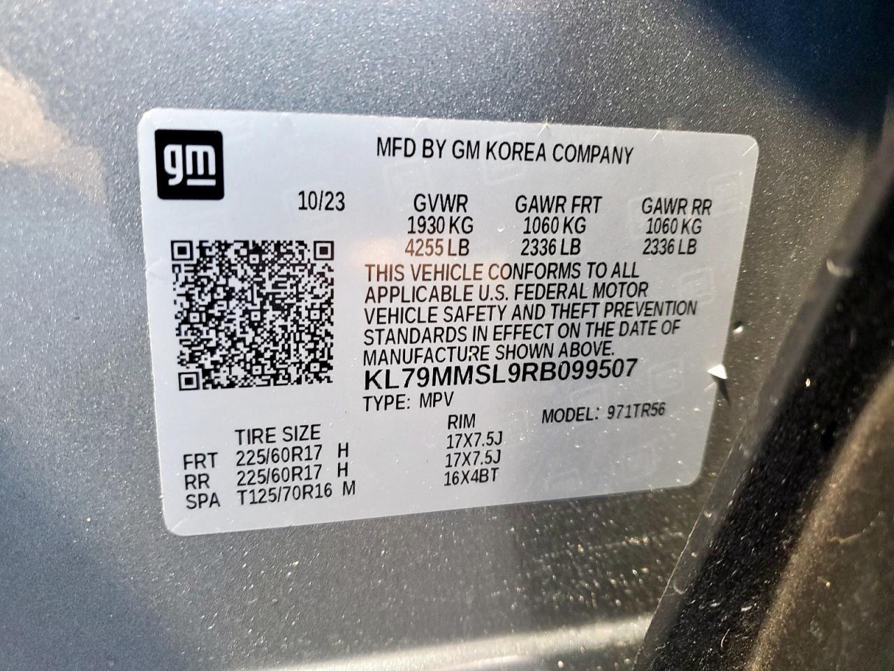 2024 Chevrolet Trailblazer Ls VIN: KL79MMSL9RB099507 Lot: 90342055