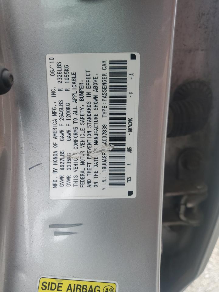 2010 Acura Tl VIN: 19UUA9F50AA007839 Lot: 85371035