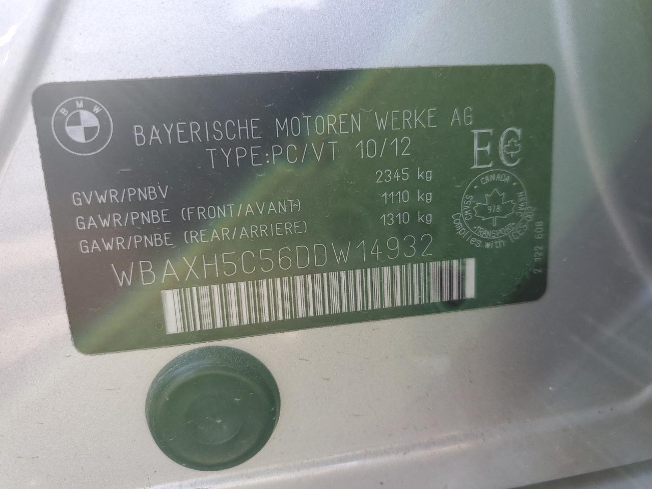 2013 BMW 528 Xi VIN: WBAXH5C56DDW14932 Lot: 85580985