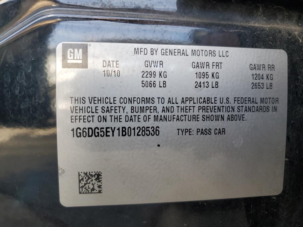 2011 Cadillac Cts Luxury Collection VIN: 1G6DG5EY1B0128536 Lot: 87120025