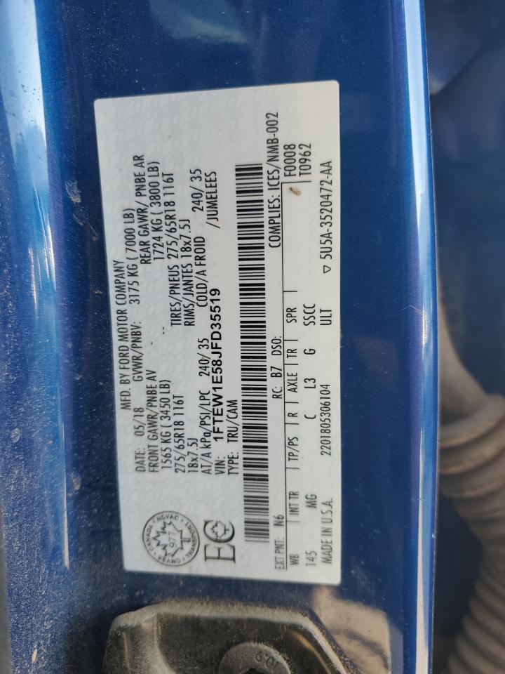 2018 Ford F150 Supercrew VIN: 1FTEW1E58JFD35519 Lot: 84609815