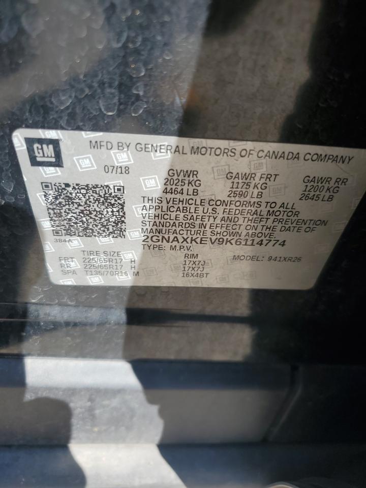 2019 Chevrolet Equinox Lt VIN: 2GNAXKEV9K6114774 Lot: 81980625