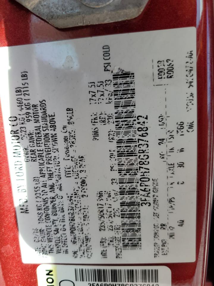 2016 Ford Fusion Se VIN: 3FA6P0H78GR376842 Lot: 86165445