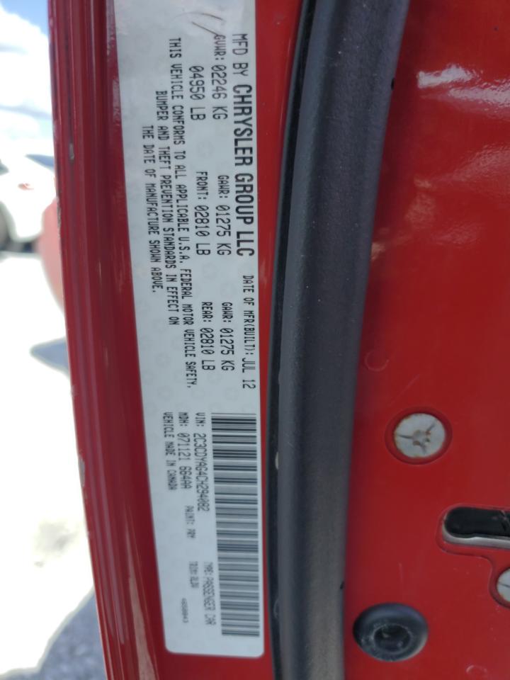 2012 Dodge Challenger Sxt VIN: 2C3CDYAG4CH294082 Lot: 82352025