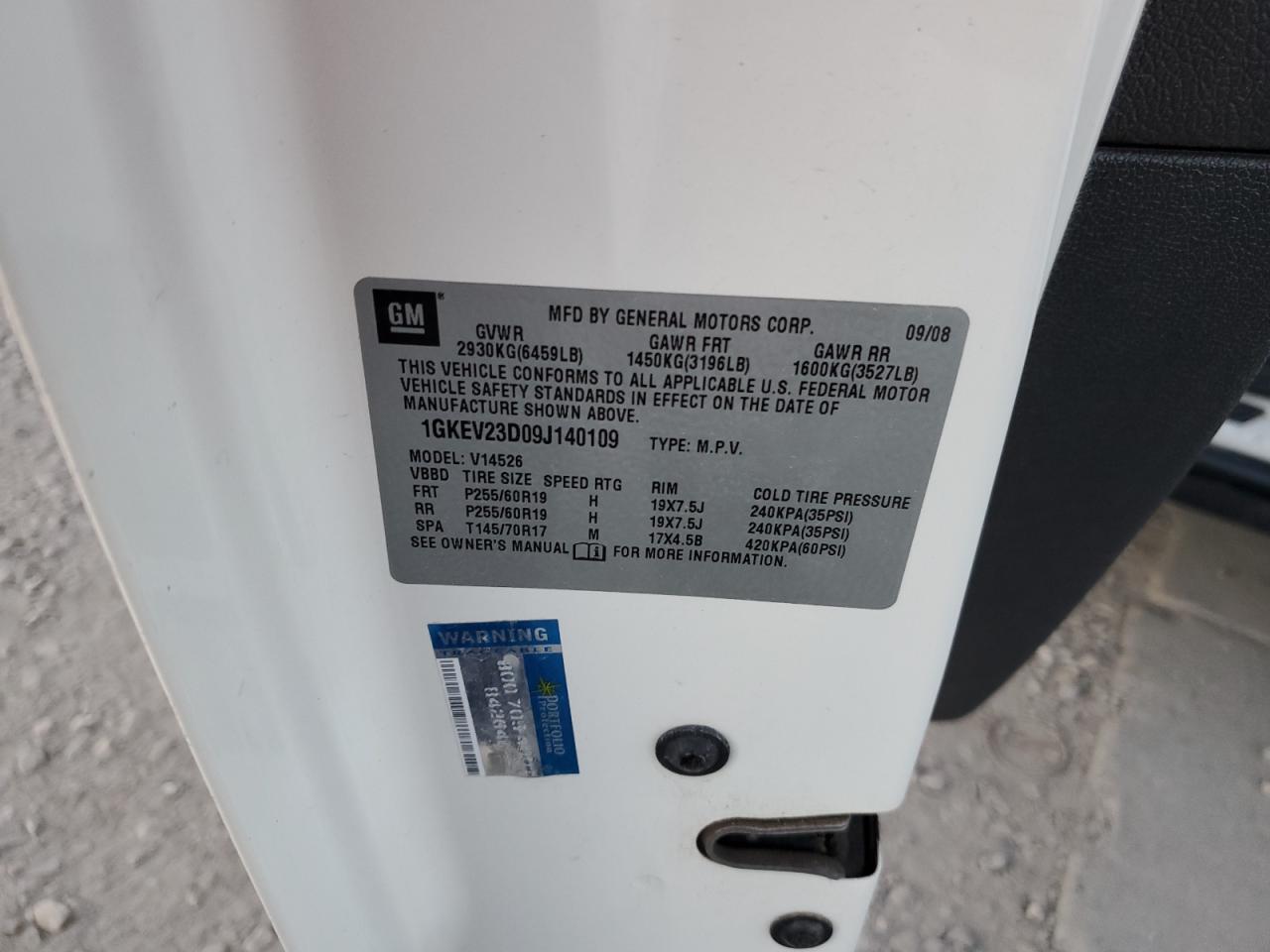 2009 GMC Acadia Slt-1 VIN: 1GKEV23D09J140109 Lot: 90891045