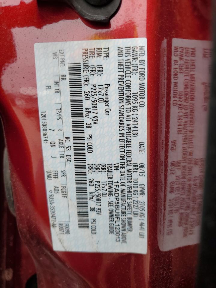 2015 Ford C-Max Sel VIN: 1FADP5BU9FL123013 Lot: 84435115