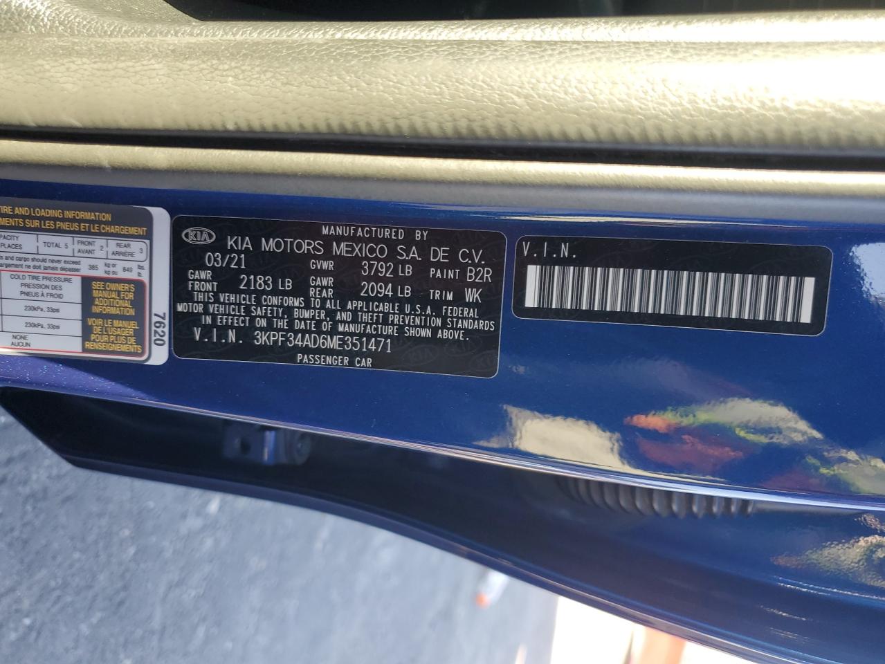 2021 Kia Forte Gt Line VIN: 3KPF34AD6ME351471 Lot: 89439095