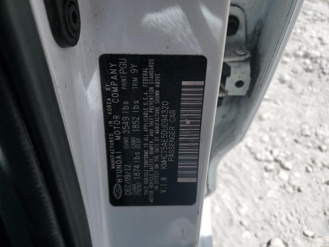 2013 Hyundai Accent Gls VIN: KMHCT5AE5DU094320 Lot: 84605965