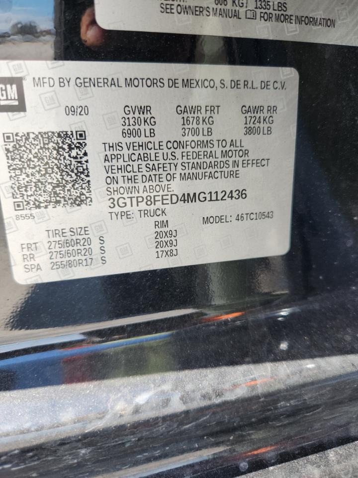 2021 GMC Sierra C1500 Denali VIN: 3GTP8FED4MG112436 Lot: 81954835