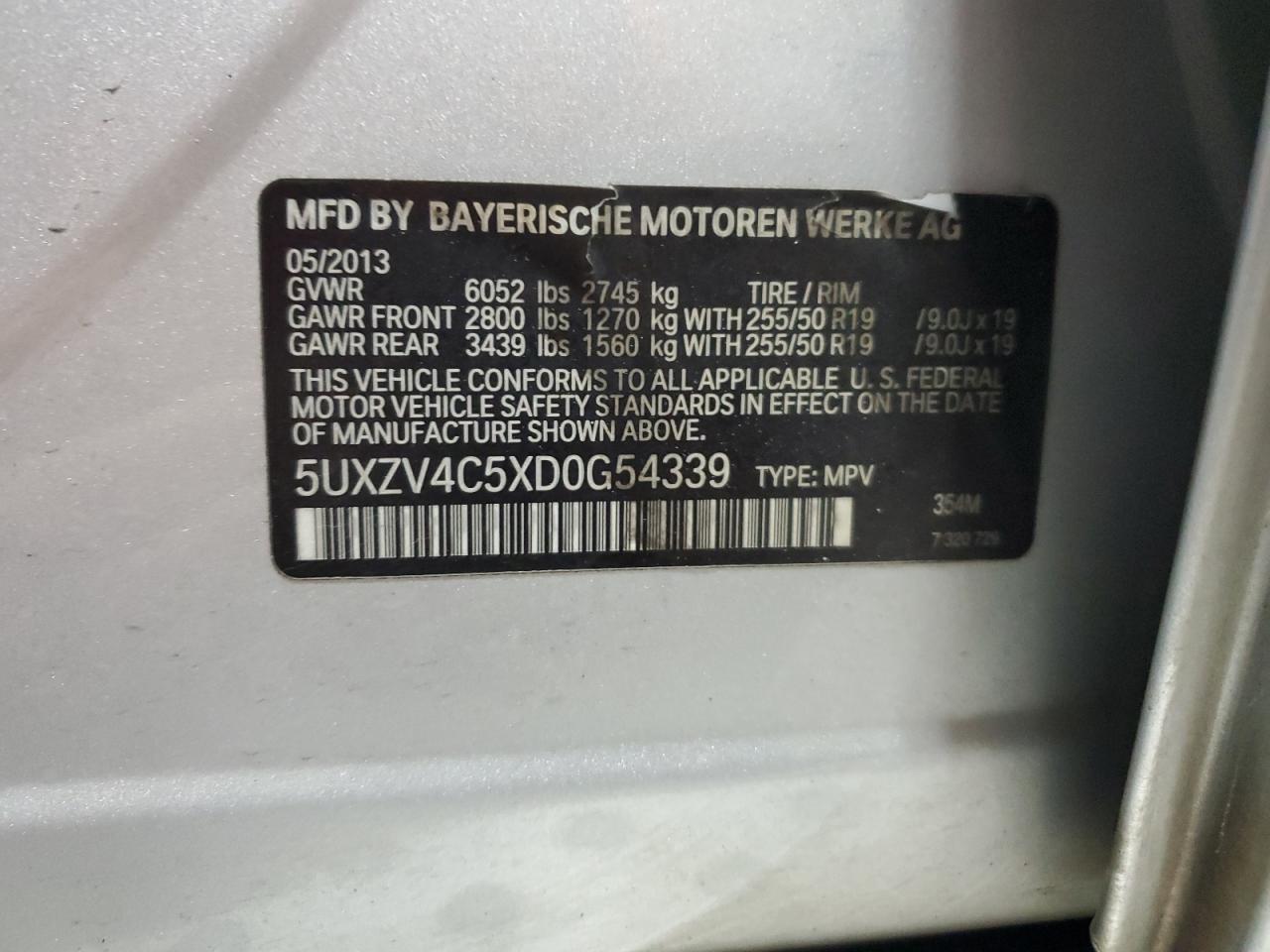 2013 BMW X5 xDrive35I VIN: 5UXZV4C5XD0G54339 Lot: 84945935