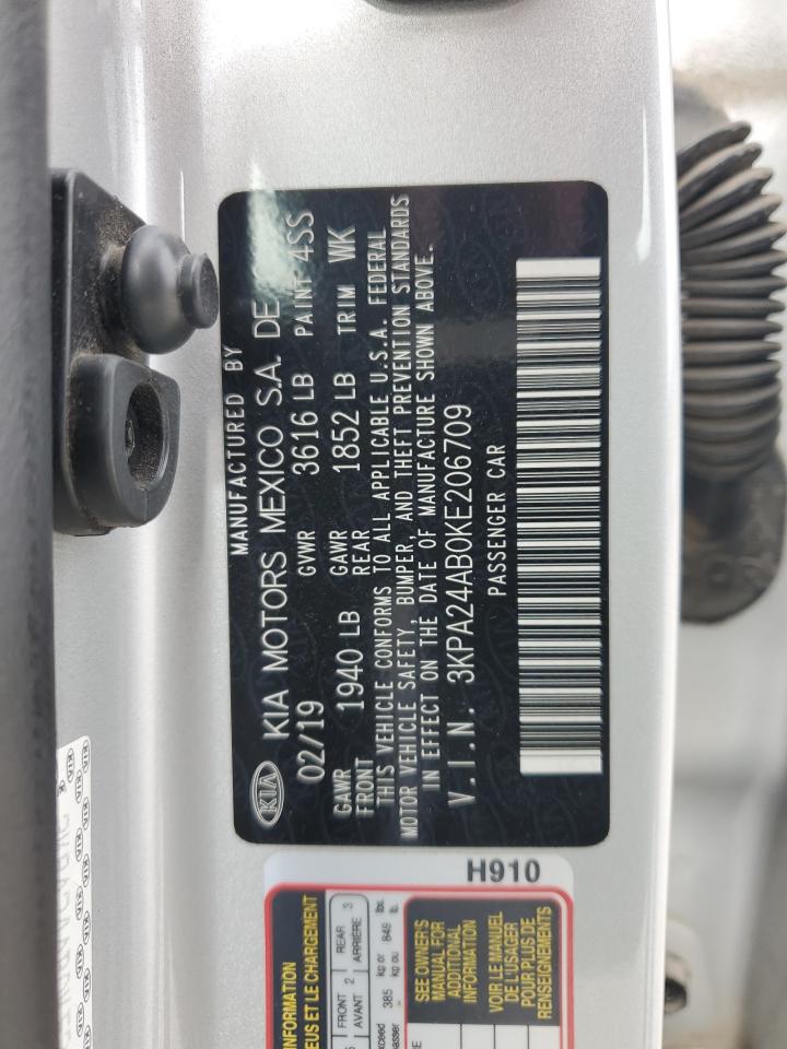 2019 Kia Rio S VIN: 3KPA24AB0KE206709 Lot: 82315065