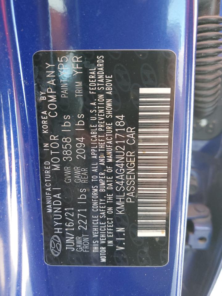 2022 Hyundai Elantra Sel VIN: KMHLS4AG4NU217184 Lot: 71467345