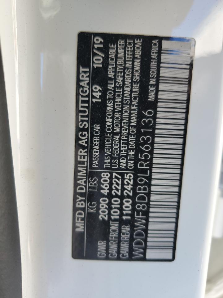 2020 Mercedes-Benz C 300 VIN: WDDWF8DB9LR563136 Lot: 84922825