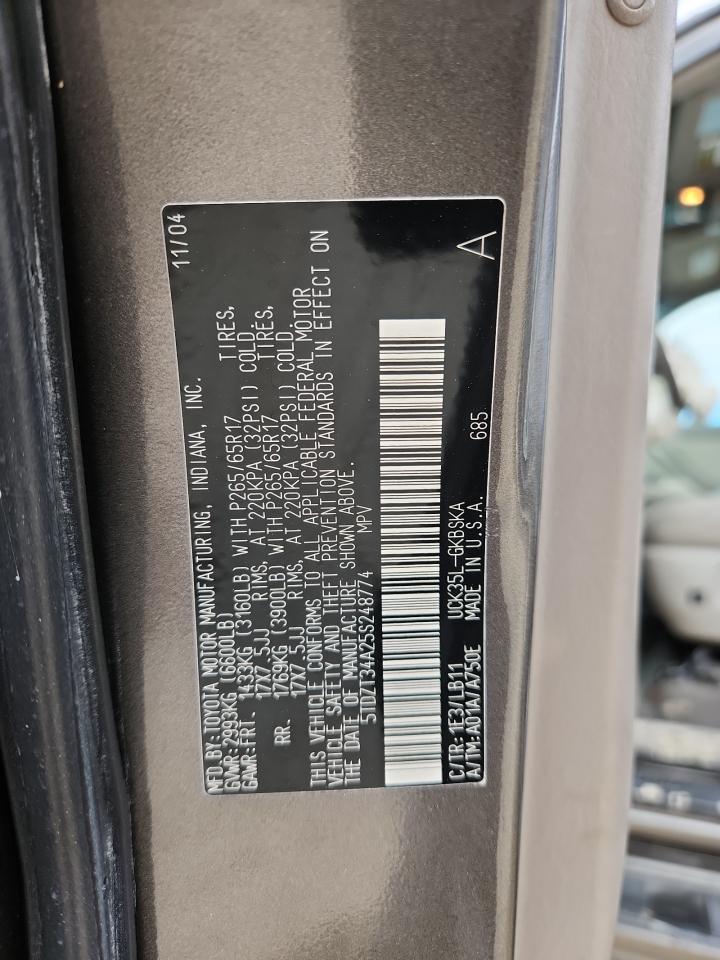 2005 Toyota Sequoia Sr5 VIN: 5TDZT34A25S248774 Lot: 86442545