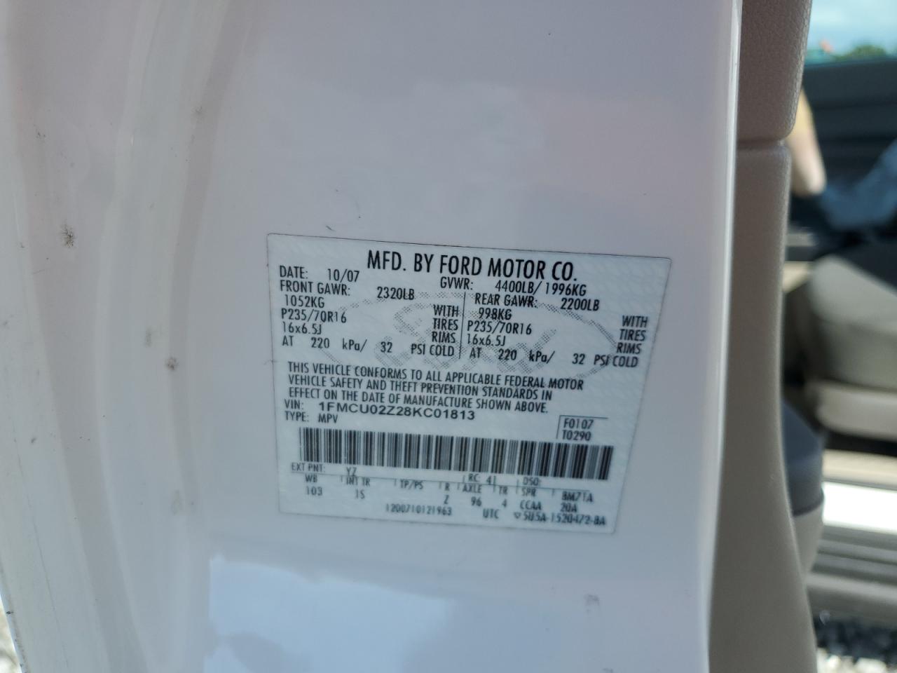 2008 Ford Escape Xls VIN: 1FMCU02Z28KC01813 Lot: 85867965